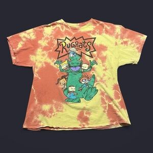 Rugrats Reptar Nickelodeon Orange & Yellow Tie Dye Shirt XL